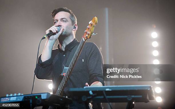 Simon Green aka Bonobo performs on stage at Brixton Academy on November 23, 2013 in London, England.