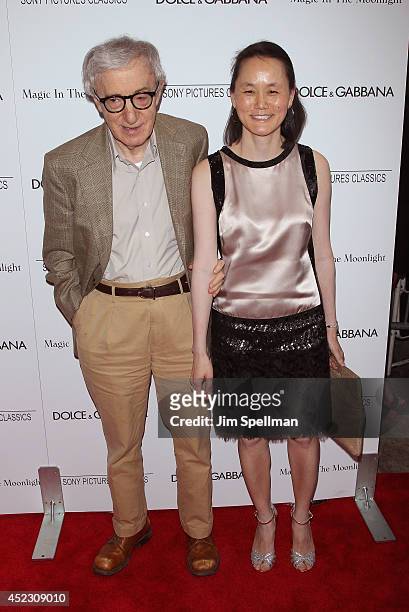 Director Woody Allen and Soon-Yi Previn attend "Magic In The Moonlight" premiere at Paris Theater on July 17, 2014 in New York City.