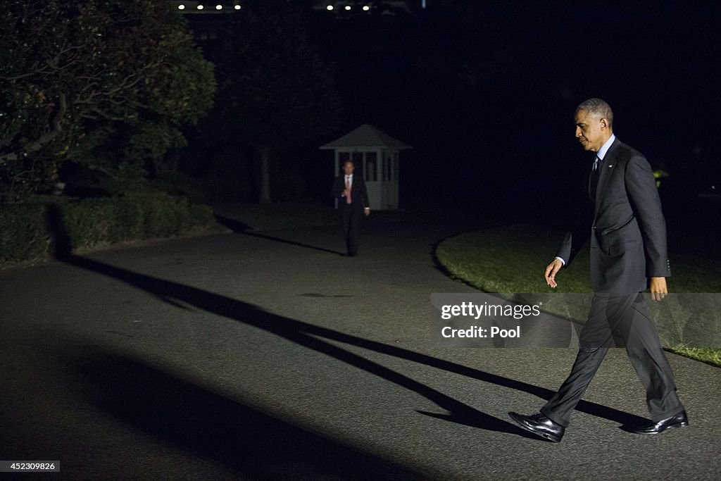 President Obama Returns to White House After Traveling to Delaware and New York