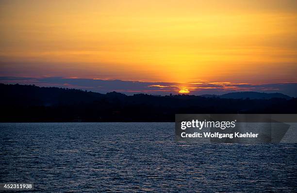 Guatemala, Near Livingston, Coastline, Sunset.