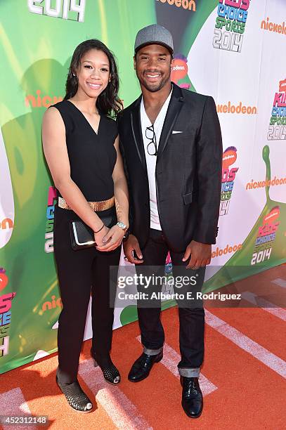 College basketball player Anna Wilson and NFL player Russell Wilson attend Nickelodeon Kids' Choice Sports Awards 2014 at UCLA's Pauley Pavilion on...