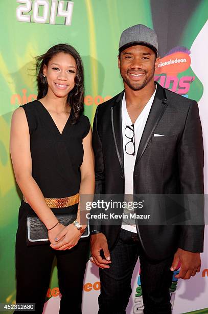 College basketball player Anna Wilson with brother NFL player Russell Wilson attends Nickelodeon Kids' Choice Sports Awards 2014 at UCLA's Pauley...