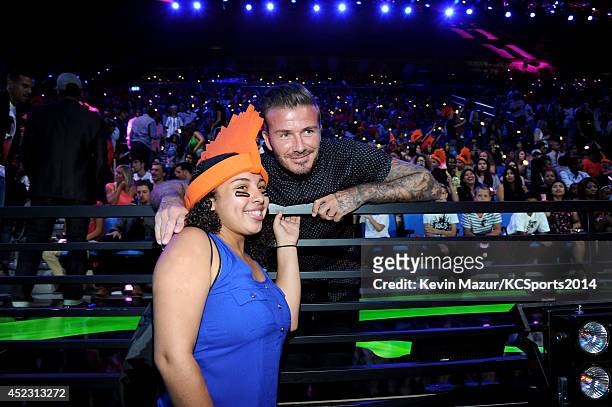 Soccer player Daivd Beckham attends Nickelodeon Kids' Choice Sports Awards 2014 at UCLA's Pauley Pavilion on July 17, 2014 in Los Angeles, California.