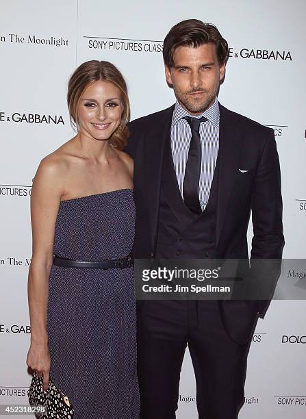 Socialite Olivia Palermo and Johannes Huebl attend "Magic In The Moonlight" premiere at Paris Theater on July 17, 2014 in New York City.