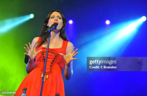 Sophie Ellis-Bextor performs on stage at the Cornbury Music Festival at Great Tew Estate on July 4, 2014 in Oxford, England.