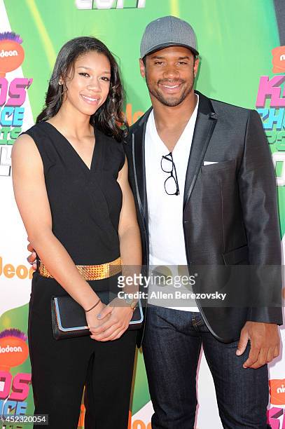 Player Russell Wilson and his sister Anna Wilson attend Nickelodeon Kids' Choice Sports Awards 2014 at Pauley Pavilion on July 17, 2014 in Los...