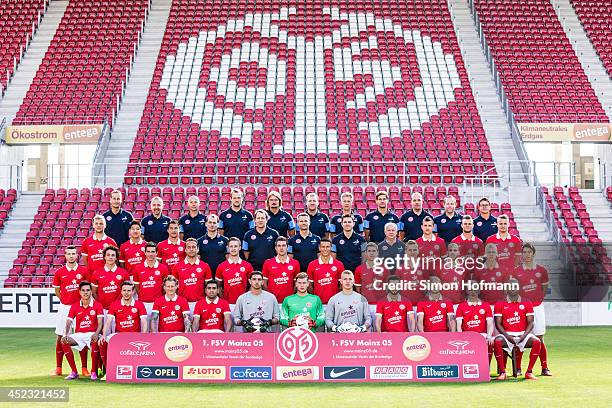 Back row L-R Head coach Kasper Hjulmand, assistant coach Keld Bordinggaard, assistant coach Flemming Pedersen, assistant coach Bo Svensson,...