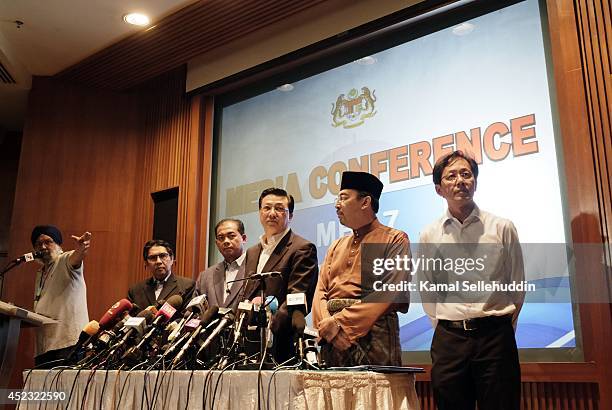 Malaysian Transport Minister, Liow Tiong Lai delivers an official statement regarding the ill fated flight MH17 during a press conference on July 18,...