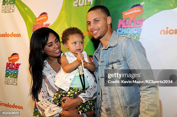 Ayesha Alexander, Riley Curry and NBA player Stephen Curry attend Nickelodeon Kids' Choice Sports Awards 2014 at UCLA's Pauley Pavilion on July 17,...