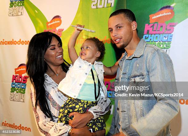 Ayesha Alexander, Riley Curry and NBA player Stephen Curry attend Nickelodeon Kids' Choice Sports Awards 2014 at UCLA's Pauley Pavilion on July 17,...