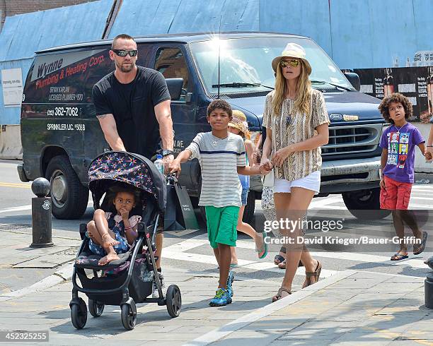 June 24: Sighting of Heidi Klum and Martin Kristen with Johan Samuel, Leni Samuel, Henry Samuel and Lou Samuel on June 24, 2013 in New York City.