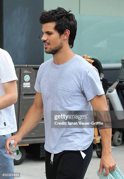 June 24: Taylor Lautner sighting on the film set of, "Tracers" on June 24, 2013 in New York City.