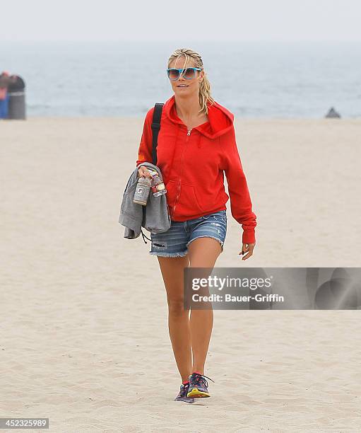 Heidi Klum is seen at the beach on August 25, 2013 in Los Angeles, California.