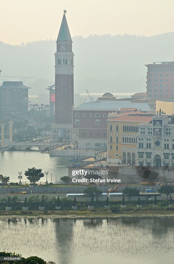 A hazy view of at the Venetian Hotel and Resort on the Cotai...