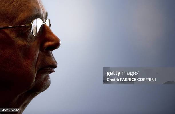 World Economic Forum founder and executive chairman Klaus Schwab looks on January 19, 2011 during a news conference focused the January 26 to 30 WEF...