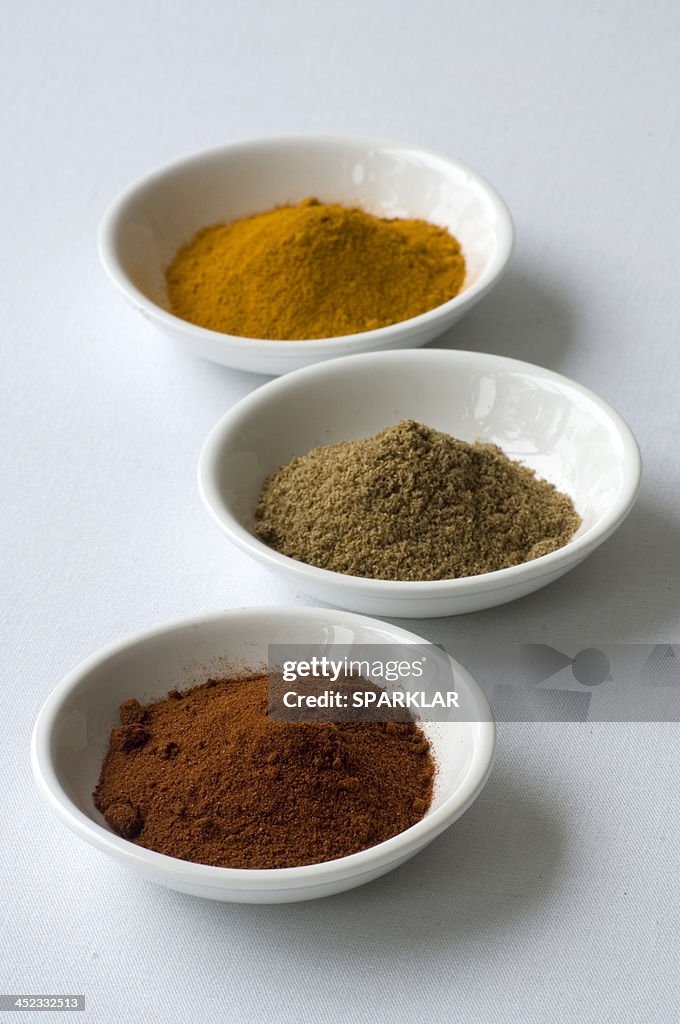 Trio of dried spices