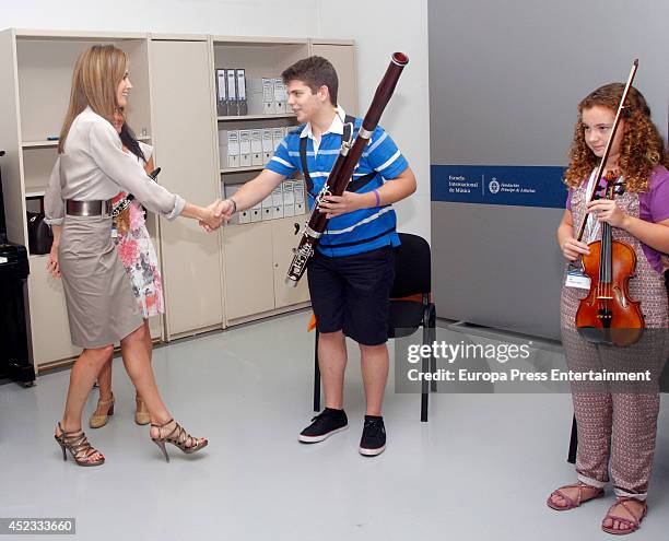 Queen Letizia of Spain attends the opening of the International Music School Summer Courses by Prince of Asturias Foundation on July 18, 2014 in...