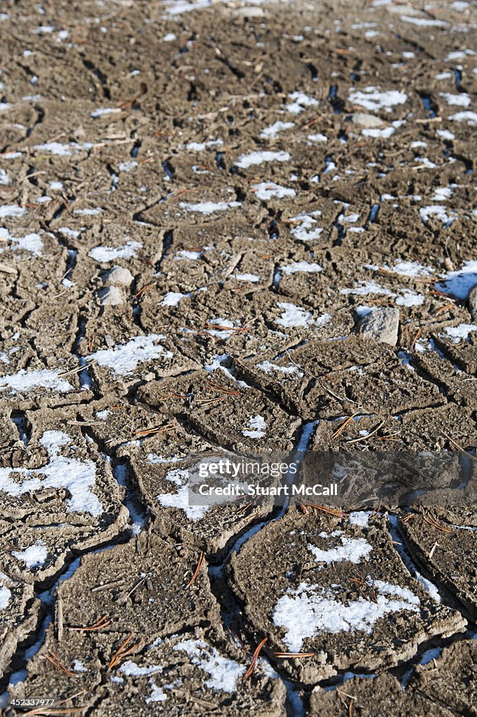 Dry cracked frozen earth