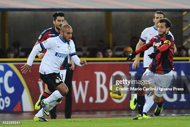 Cicero Jonathan of Internazionale Milano competes the ball with Alessandro Diamanti of Bologna FC during the Serie A match between Bologna FC and FC...