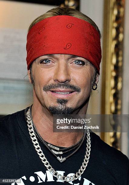 Musician Bret Michaels attends the Bret Michaels guitar donation at Hard Rock Cafe New York on July 18, 2014 in New York City.