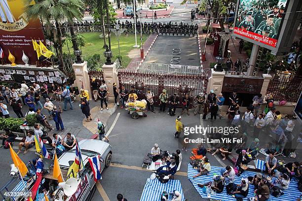 Protestors occupy the main road outside the police headquarter on November 28, 2013 in Bangkok, Thailand. Thailand's embattled Prime Minister...