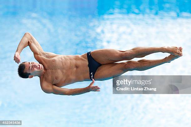 Nicholas "Nick" McCrory of United States compete on in the Men's 3m Springboard Semi-Final during day four of the 19th FINA Diving World Cup at the...