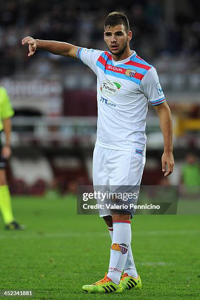 Panagiotis Tachtsidis of Calcio Catania reacts during the Serie A match between Torino FC and Calcio Catania at Stadio Olimpico di Torino on November...