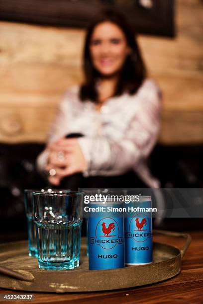 Chickeria'-labeled cans are seen during a photo session at Simone Ballack's new restaurant Chickeria on November 28, 2013 in Kaiserslautern, Germany.