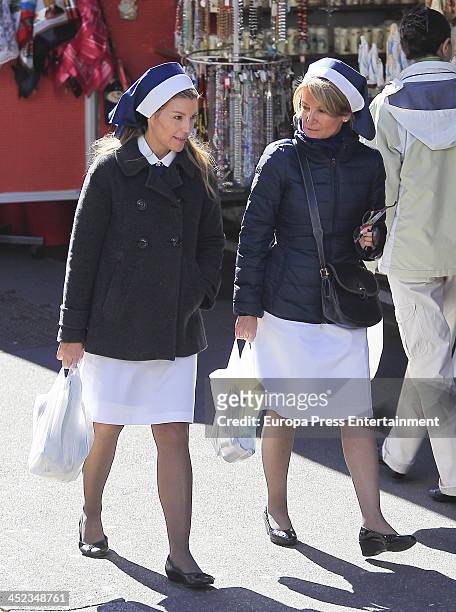 Patricia Rato and Cristina Yanes are seen on October 12, 2013 in Lourdes, France.