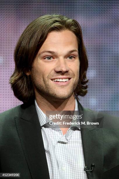 Actor Jared Padalecki speaks onstage at the "Supernatural" panel during the CW Network portion of the 2014 Summer Television Critics Association at...