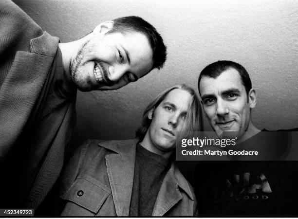Portrait of actor Keanu Reeves with his band Dogstar, Scotland , United Kingdom, 1996.