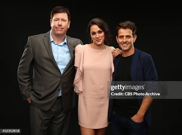 The McCarthys' actors Jimmy Dunn, Kelen Coleman and Joey McIntyre pose for a portrait during CBS' 2014 Summer TCA tour at The Beverly Hilton Hotel on...