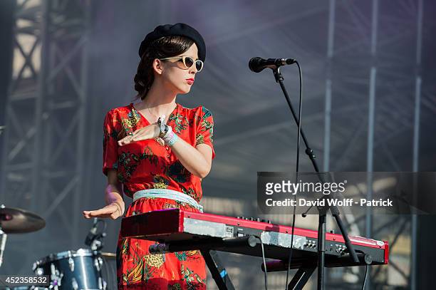 Clemence Quelennec from La Femme performs at Fnac Live Festival at Hotel de Ville on July 18, 2014 in Paris, France.