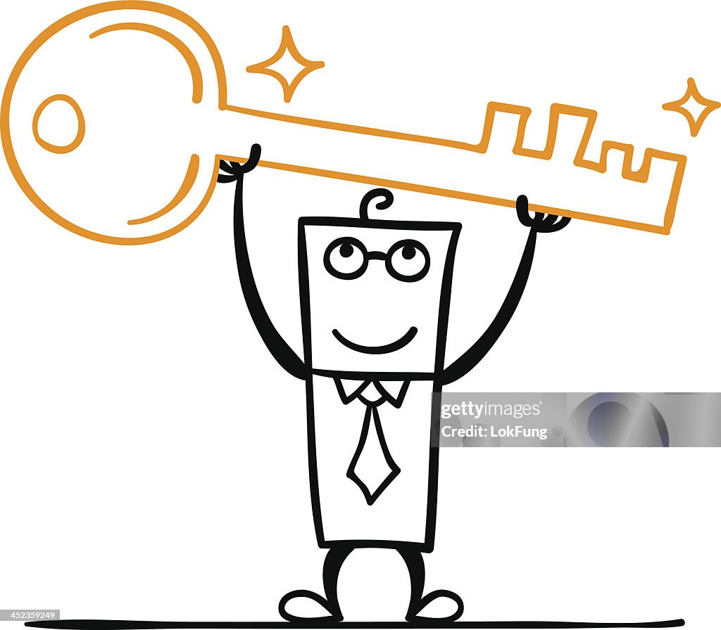 Key Man Animation Cartoon Man With A Large Key High-Res Vector Graphic - Getty Images