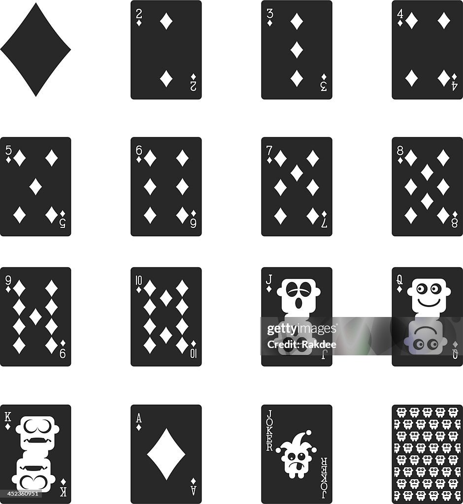 Diamond Suit Playing Card Silhouette Icons