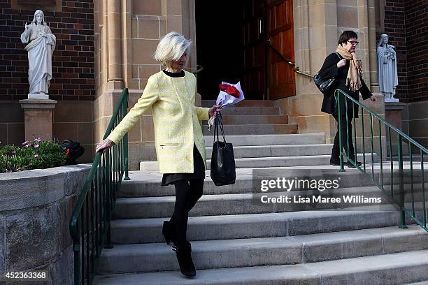 Mourners depart Saint Mary Magdalene Catholic Church following a service in memory of Sister Philomene Tiernan on July 19, 2014 in Sydney, Australia....