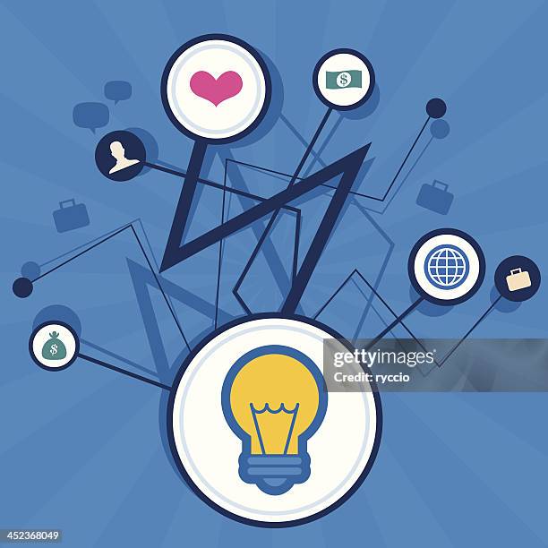 start up graphics - surrounded by technology stock illustrations