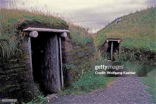 Canada, Newfoundland, L'anse Aux Meadows Nhp, Replicas Of Norse Houses From 1000 Years Ago.