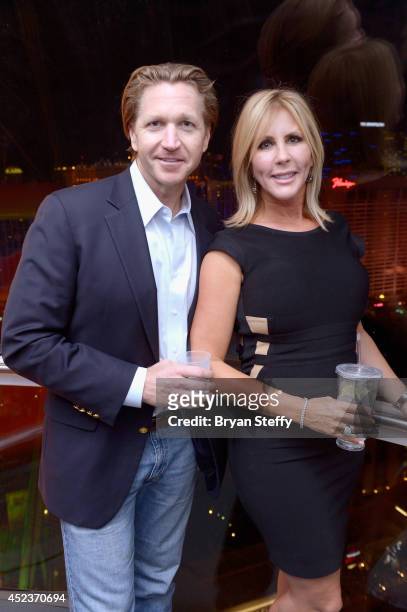 Attorney John J. Pankauski and television personality Vicki Gunvalson ride the world's tallest observation wheel, The High Roller at The LINQ on July...