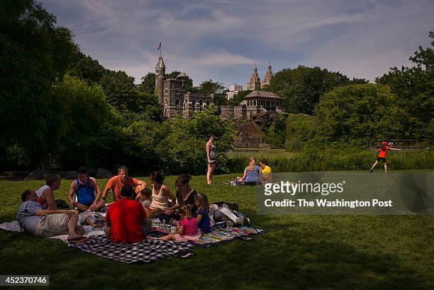 Belvedere Castle as seen from across the Turtle Pond in Central Park in New York, New York on June 28, 2014
