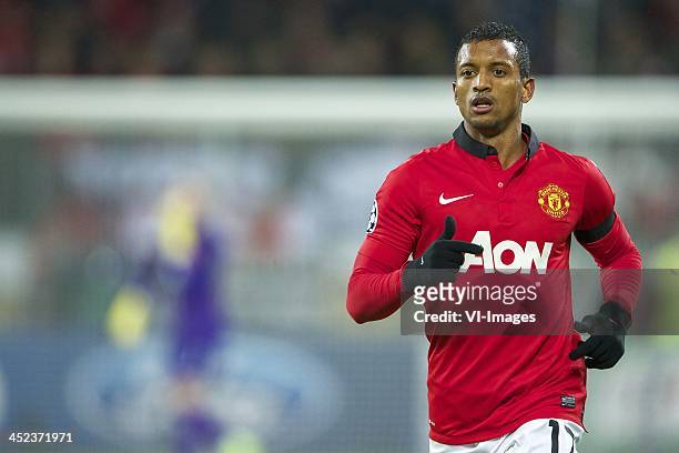 Nani of Manchester United during the Champions League match between Bayer Leverkusen and Manchester United on November 27, 2013 at the BayArena in...