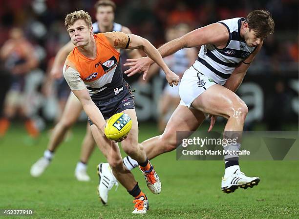 Adam Kennedy of the Giants in action during the round 18 AFL match between the Greater Western Sydney Giants and the Geelong Cats at Spotless Stadium...