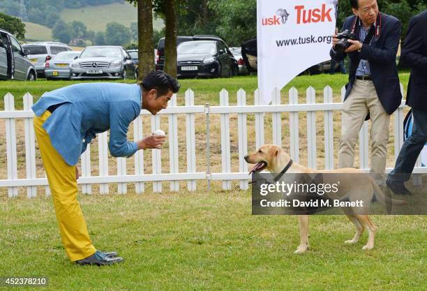 Aaron Kwok attends the Kent and Curwen Royal Charity Polo Cup at Watership Down, Sydmonton Court Estate on July 19, 2014 in Newbury, United Kingdom.