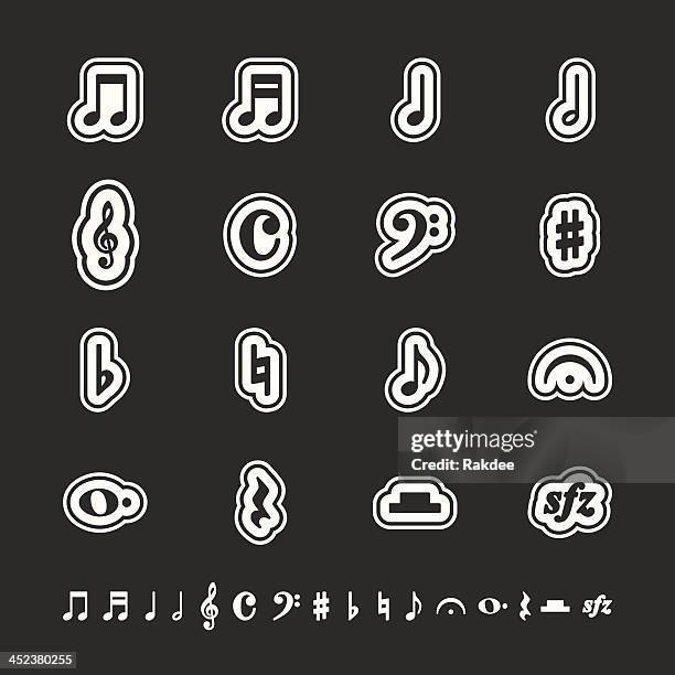 music note icons - white series | eps10 - quarter note stock illustrations