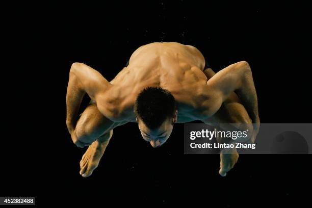 Nicholas Mccrory of the United States compete in the Men's 3m Springboard Final during day five of the 19th FINA Diving World Cup at the Oriental...