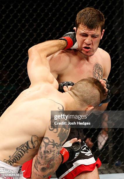 Cody Donovan lands a left to the head of Nikita Krylov in their light heavyweight bout during the UFC Fight Night event at The O2 Dublin on July 19,...