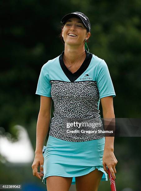 Jaye Marie Green reacts to a birdie on the 17th green during the third round of the Marathon Classic presented by Owens Corning and O-I at Highland...