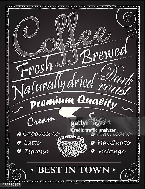 coffe chalk drawing over blackboards - coffee shop stock illustrations