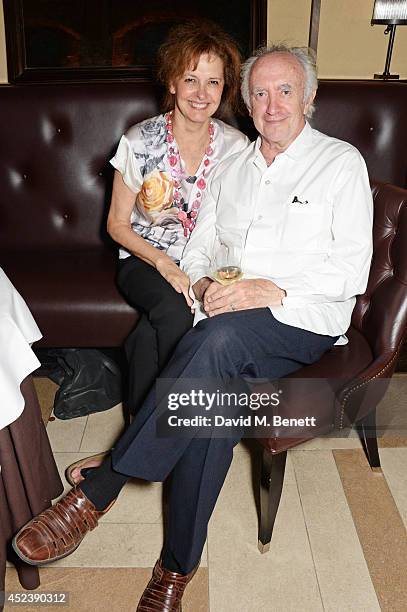 Kate Fahy and Jonathan Pryce attend a party celebrating the 35th anniversary of 'The Golden Heart' pub at Galvin La Chapelle on July 19, 2014 in...