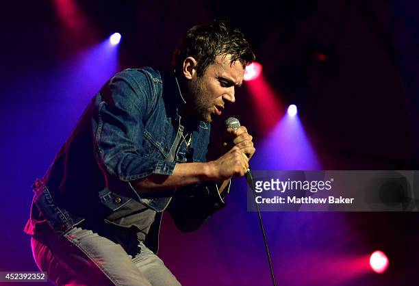 Damon Albarn performs on the Obelisk Arena stage at the Latitude Festival at Henham Park Estate on July 19, 2014 in Southwold, England.